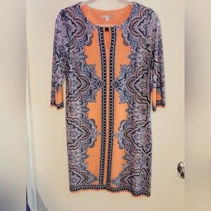 Signature Camryn Sherbet Orange and Blue Patterned Dress Size 4